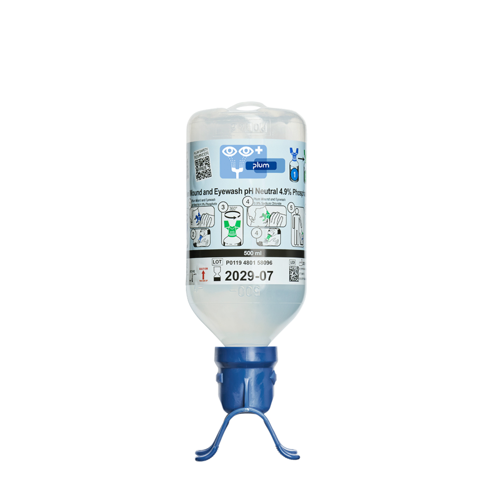 Plum žaizdų ir akių plovimo skystis, pH neutralus, 4,9 % fosfatas, DUO / 500 ml